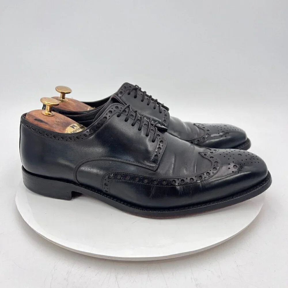 Allen Edmonds Tresana Men Size 9.5EEE Black Leather Wingtip Derby Dress Shoes